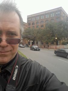 I walked all over Dealey Plaza. Here, the Book Depository is in my background.